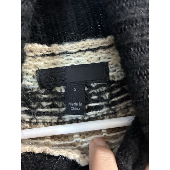 ASOS Beige Turtleneck Fair Isle Icelandic Mohair Blend Sweater Women’s Sz Small - Picture 4 of 10